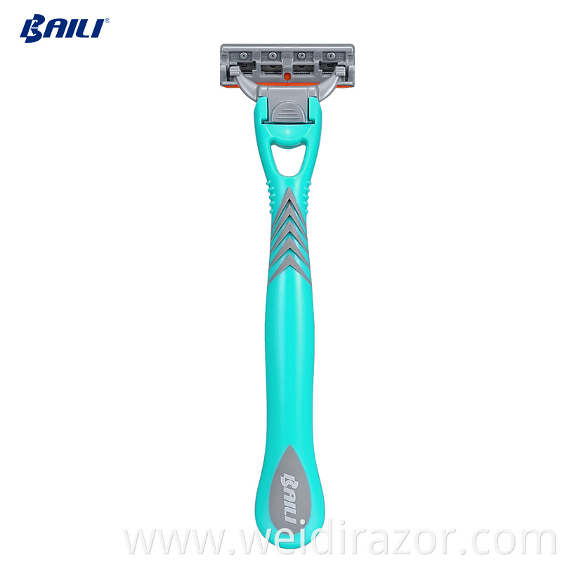 China best shaving razor factory manufacturing triple blade head plastic handle system razor